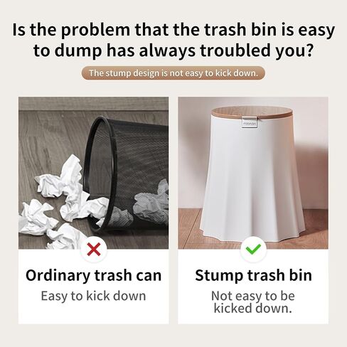 Trash Can with Lid for Bathroom, 2 Gallon/10 Liter Round Garbage Bin with Press Top Lid, Plastic Modern Wastebasket with Soft Close Lid, Garbage Container Bin for Bedroom, Living Room, Office (White)… in Saudi Arabia