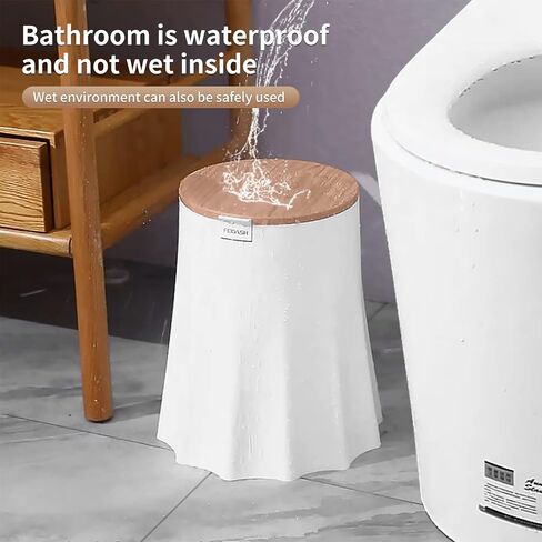 Trash Can with Lid for Bathroom, 2 Gallon/10 Liter Round Garbage Bin with Press Top Lid, Plastic Modern Wastebasket with Soft Close Lid, Garbage Container Bin for Bedroom, Living Room, Office (White)… in Saudi Arabia