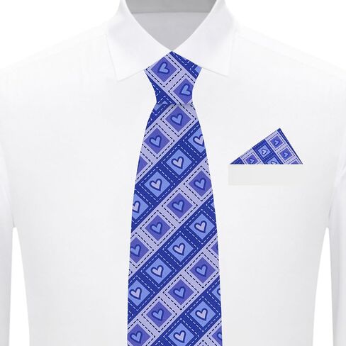 Jacob Alexander Men's Happy Valentine's Day Diagonal Striped Hearts in Squares Pattern Regular Length Neck Tie in Saudi Arabia