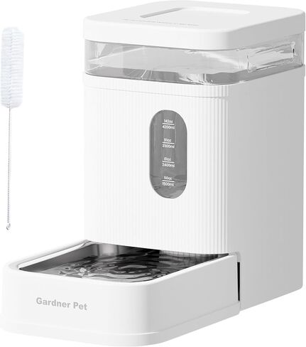Garnder PET أوتوماتيكية الكلب موزع مياه الجاذبية الجاذبية مع وعاء الفولاذ المقاوم للصدأ موزع المياه 8.5L السعة كبيرة تغذية المياه للكلاب الحيوانات الأليفة ، خالية من الضوضاء خالية من BPA (أسود ، 8.5 لتر) in Kuwait
