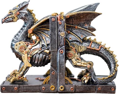 تمثال تنين Steampunk، نهايات كتب مزخرفة للكتب الثقيلة، ديكور فريد لنهايات الكتب للأرفف. in Kuwait