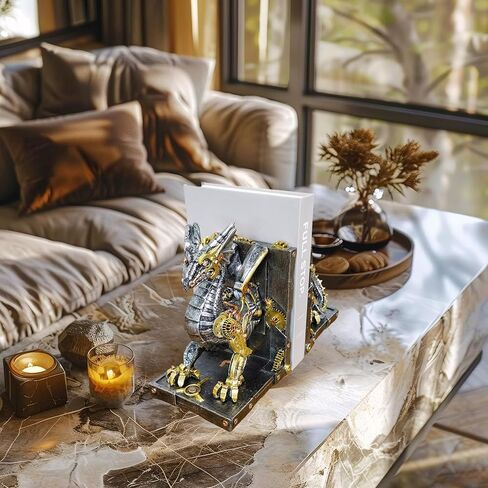 تمثال تنين Steampunk، نهايات كتب مزخرفة للكتب الثقيلة، ديكور فريد لنهايات الكتب للأرفف. in Kuwait