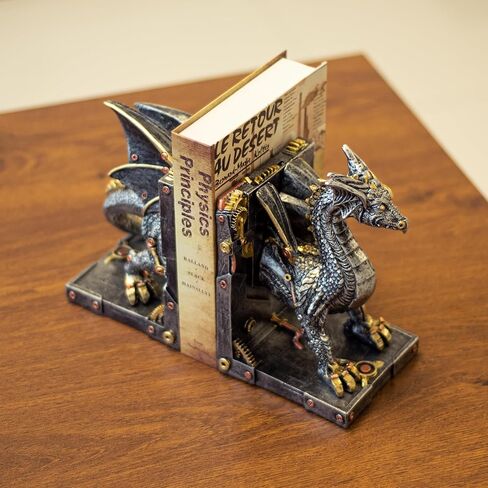 تمثال تنين Steampunk، نهايات كتب مزخرفة للكتب الثقيلة، ديكور فريد لنهايات الكتب للأرفف. in Kuwait