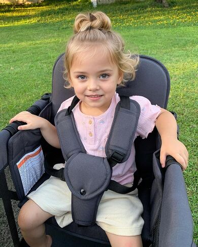 Wagon Stroller for 2 Kids with Insulated Snack Pack Foldable All-Terrain Wagon, 5-Point Harness & Canopy Parent Organizer Adjustable Handle (Grey) in Saudi Arabia