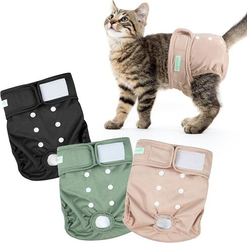 Wegreeco Cat Diapers, Cat Diapers for Male Female Spraying Incontinence, Reusable Adjustable Highly Absorbent (3 Pack, Small) in Saudi Arabia