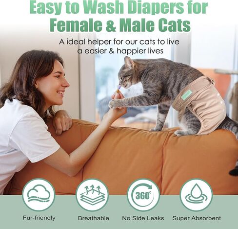 Wegreeco Cat Diapers, Cat Diapers for Male Female Spraying Incontinence, Reusable Adjustable Highly Absorbent (3 Pack, Small) in Saudi Arabia
