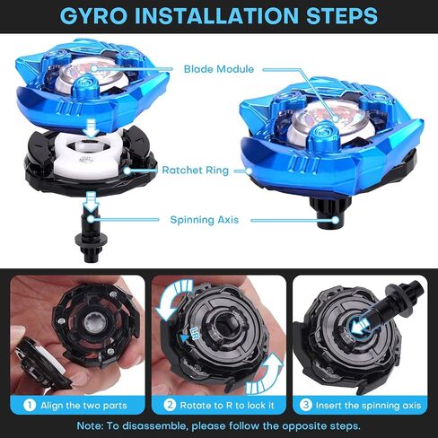 Gyro X Battle Blade Set, 6 Right Spinning Tops and 2 X Launhcers, Great Starter Gyro Pack for Boys Toys Kids Birthday Toy 6+ in Kuwait