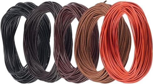 5 Colors 1MM Cowhide Round Leather Cord for Jewelry Making 54.68 Yards Thin Genuine Leather String Lace Cording Rope Braiding Strip Thread for Crafting Necklace Bracelets Wraps Beading in Saudi Arabia