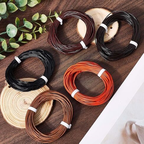 5 Colors 1MM Cowhide Round Leather Cord for Jewelry Making 54.68 Yards Thin Genuine Leather String Lace Cording Rope Braiding Strip Thread for Crafting Necklace Bracelets Wraps Beading in Saudi Arabia