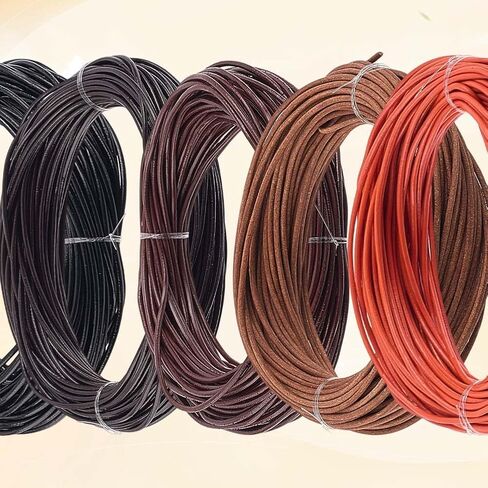 5 Colors 1MM Cowhide Round Leather Cord for Jewelry Making 54.68 Yards Thin Genuine Leather String Lace Cording Rope Braiding Strip Thread for Crafting Necklace Bracelets Wraps Beading in Saudi Arabia