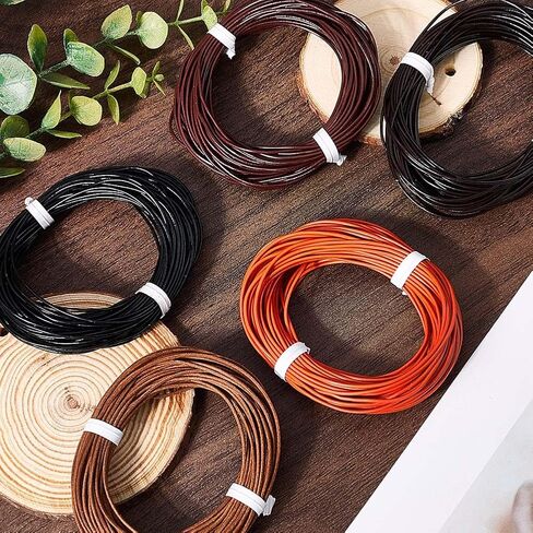 5 Colors 1MM Cowhide Round Leather Cord for Jewelry Making 54.68 Yards Thin Genuine Leather String Lace Cording Rope Braiding Strip Thread for Crafting Necklace Bracelets Wraps Beading in Saudi Arabia