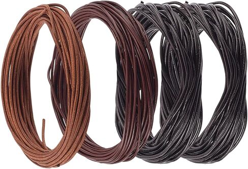 5 Colors 1MM Cowhide Round Leather Cord for Jewelry Making 54.68 Yards Thin Genuine Leather String Lace Cording Rope Braiding Strip Thread for Crafting Necklace Bracelets Wraps Beading in Saudi Arabia