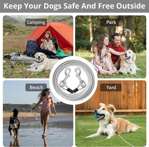 jenico Dog Tie Out Cable: 10ft Dog Leads for Yard Heavy Duty - Reflective Chain Leash for Outside Small Large Dogs Up to 125lbs Outdoor Runner Camping in Kuwait