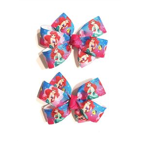 Princess Ariel Hair Bows Set of 2 Toddler Clips Disney LIttle Mermaid Ariel Pig Tail Bows
