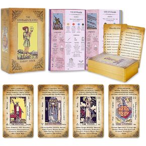 Tarot Cards for Beginners, Vintage Classic Tarot Cards with Guide Book, Gold Gilded Edges