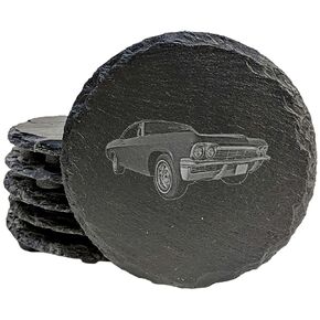 Gasser Glory: 1955 Chevy Coasters for Drag Racing Fans - Round Slate - مجموعة من 4