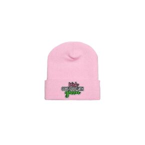 Pink Goes Good with Green - Wicked Themed Embroidered Winter Beanie
