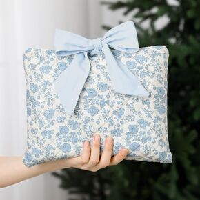 Honoson Quilted Bow Bible Sleeve Book Cover Case Padded Protector Washable Bible Bag Pouch Christian Gift for Women Girls Book Lover Gifts