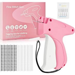 Stitch Gun for Clothes, Handheld Tagging Gun for Quick Clothing Fix, Sewing Kid Tag Attacher Gun, Includes 6 Needles, 500 Black Miniature Fasteners and 500 White Miniature Fasteners