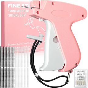 Stitch Gun for Clothes Handheld Stitch Gun, Quick Clothing Fixer for Clothes Labels,Sewing, and Quilting, Sewing Kit Tagging Gun Includes 6 Needle, 2000 Black & White Fasteners (Pink)