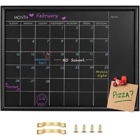 TORASO Calendar Chalkboard, Small Magnetic Surface Black Wood Frame Chalk Board for Planning/School Timetable/Memo,11.8 x 15.7 inches, Hanging Board for Office, School and Home(YLHB-BK-3040)
