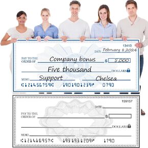 Reusable Double Side Giant Check 40" x 16" - Large Fake Check Oversized Blank Checks, Dry Erase Big Checks for Presentations Fundraisers Endowment Raffle Reward Winners Events