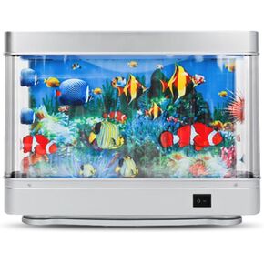 Fake Fish Tank Mini Aquarium,Virtual Ocean Motion Artificial Tropical Fish Decorative, Aquarium Lights Motion Lamp Night Light with Moving Fish(USB)
