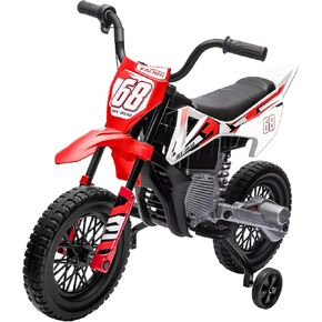 12V Kids Motorcycle w/Treaded Tires, 3.1mph Top Speed, Kids Motorcycle w/Training Wheels, Music, Bluetooth, Spring Suspension, Green