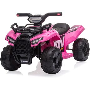 Kids Ride on ATV, 6V Battery Powered Kids Electric Vehicle, 4 Wheeler Quad w/Headlights, MP3, USB, Volume Control, Large Seat, Electric Ride on Toys Best Gifts for 18-36 Months Boys Girls Girls (Pink)
