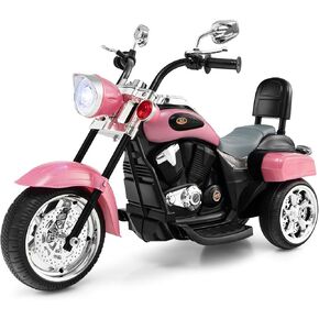 Costzon Kids Motorcycle, 6V Battery Powered Ride on Chopper Motorcycle w/Horn, Headlight, 3-Wheel Stable Ride on Toys, Electric Toddler Motorcycle for Kids, Gift for Boys Girls (Blue)