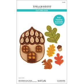 Spellbinders Felt Autumn Acorn House Etched Dies, one, Metal