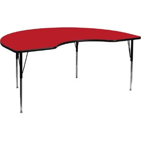 Flash Furniture Wren 48''W x 72''L Kidney Yellow HP Laminate Activity Table - Standard Height Adjustable Legs