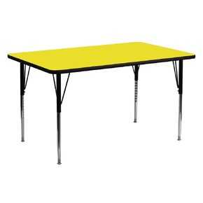 EMMA + OLIVER 24x60 Oak HP Laminate Adjustable Activity Table