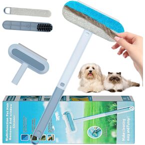 Pet Hair Remover 4 in 1- Reusable Long Handle Dog Hair Remover Brush, Washable Lint Brush Cat Hair Remover for Furniture,Clothes,Bedding,Car,Window,Better Than Lint Rollers,FOUBUS 2 Pcs Carpet Scraper