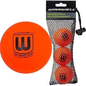 Winnwell PVC Knee Hockey Balls - Indoor/Outdoor Street Floor Games for Hockey Sports Training & Matches with Mesh Bag