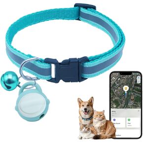 Silicone Bell Cat Tracker, Locator for Pets Only iOS, Location Tracking Collar for iOS, Works Worldwide with Any Collar, No Other Fees, Huthur Tag, (Lake Green)