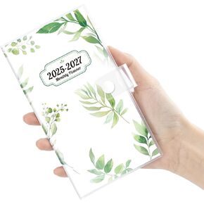 2025-2027 Pocket Planner, 3.66" x 6.65"-24 Months (July 2025-June 2027) Calendar Book, Small Monthly Planner for Office School Supplies, A-1 Pink flower
