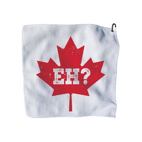 Canadian Golf Towel 16x16 Inch - Red Maple Leaf Design - Carabiner Clip - Durable Microfiber - Perfect Golf Gift for Canadian Golfers