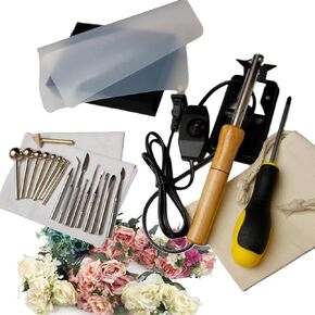 18 Heads Fake Flower Making Tool Set, Electric Fabric Flower Maker with Adjustable Temperature - Ideal for Handmade Flower Making Lovers