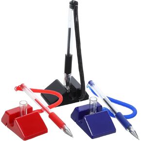 3Pcs Theft Reception Desk Pens with Holder Security Countertop Writing Pens for Office Bank and Retail Use