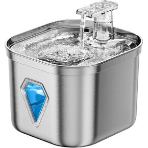 Rantizon Cat Water Fountain, 74oz/2.2L Stainless Steel Pet Water Fountain Dog Water Dispenser, Water Fountain for Cats Inside with Quiet Pump