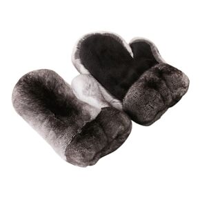 BA-17 Plush Furry Fur Gloves For Women With Soft Real Rex Rabbit Fur Winter Warm Fur Mittens Dyed Chinchilla Color Fluffy Fuzzy Big Skiing Glove (One Size, Chinchilla Colour)