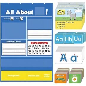Alphabet Learning Pocket Chart, Letter Recognition Tool, Alphabet Wall Chart, Supports Early Literacy/Interactive Homeschool Aid for Classroom