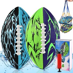 Pool Football & Water Football 2 Pack | 10.6in Oversized Beach Toys with Enhanced 3-Layer Grip | for Swimming Pool, Beach Games & Family Fun | Includes Pump, Net Bag & Gift Box (Kids Ages 8-12)