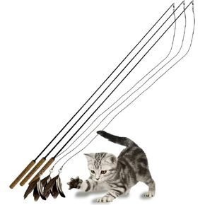 Forever Stick - The Unbreakable Cat Toy Wand - All-in-One - Indestructible Feather Wand - Extra Long Durable Cat Toys - Cat Toys for Indoor Cats