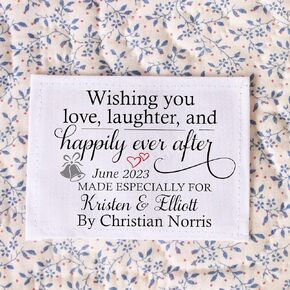 Love, Laughter and Happily Ever After - Personalized Wedding Quilt Label