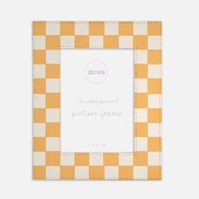 5x7 Checkerboard Picture Frame – Unique Leather-Like Photo Frame for Home Décor, Office, Gallery Wall, and Gifts (Baby Blue)