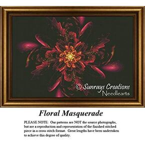 Fractal Cross Stitch Pattern | Floral Masquerade (Pattern Only, You Provide The Floss and Fabric)