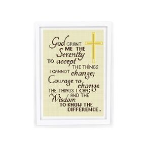 Cross Stitch Pattern PDF, Serenity Prayer Cross Stitch Design, Religious Catholic Counted Easy Subversive Cross Stitch Chart for Beginners, Home Wall Decor DIY, Materials are NOT Included!