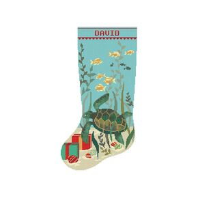 Cross Stitch Patterns Christmas Stocking PDF, Personalized Counted Modern Printable Easy DMC Holiday Stockings, Cute sea Turtle Cross Stitch Pattern, Simple Design for Beginners DIY, Digital Download